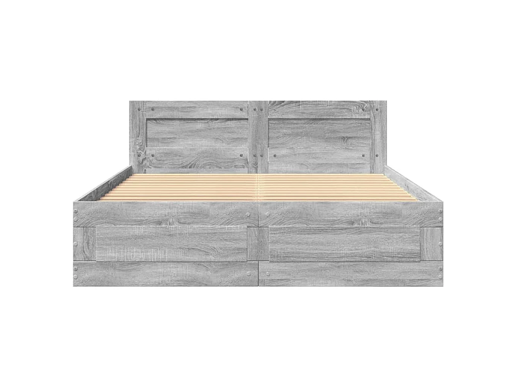 Bettgestell mit Kopfteil Grau Sonoma 140x200 cm Holzwerkstoff