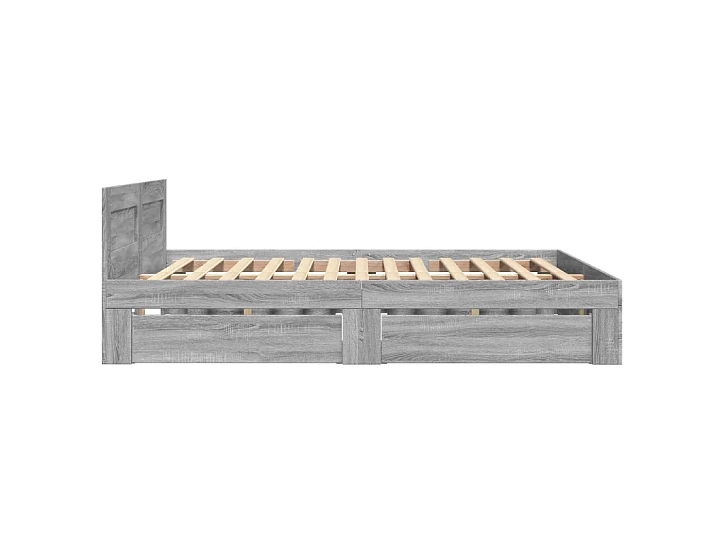 Bettgestell mit Kopfteil Grau Sonoma 140x200 cm Holzwerkstoff