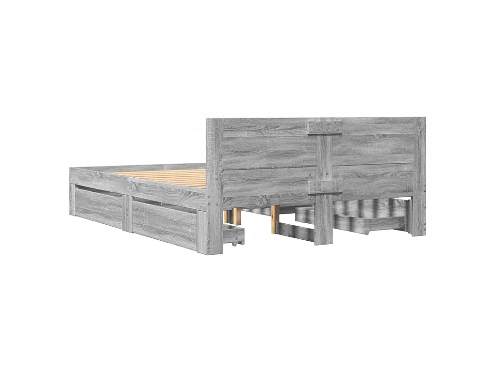 Bettgestell mit Kopfteil Grau Sonoma 140x200 cm Holzwerkstoff