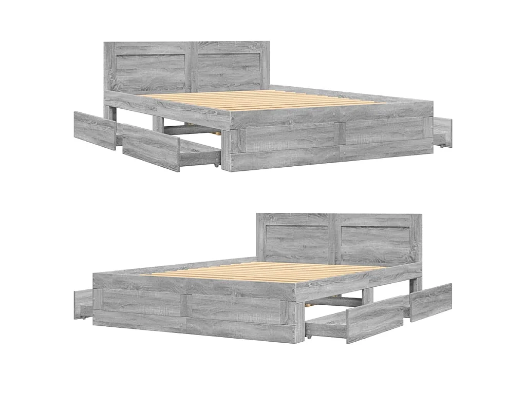 Bettgestell mit Kopfteil Grau Sonoma 140x200 cm Holzwerkstoff