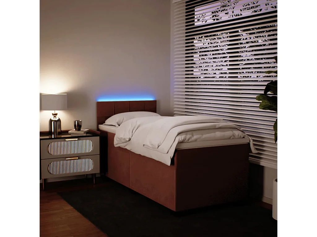 Cama box spring con colchón terciopelo rosa 80x200 cm