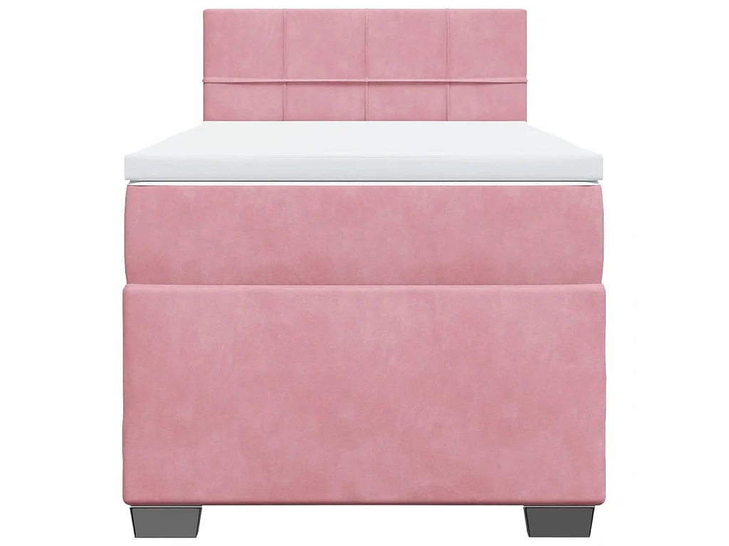 Cama box spring con colchón terciopelo rosa 80x200 cm
