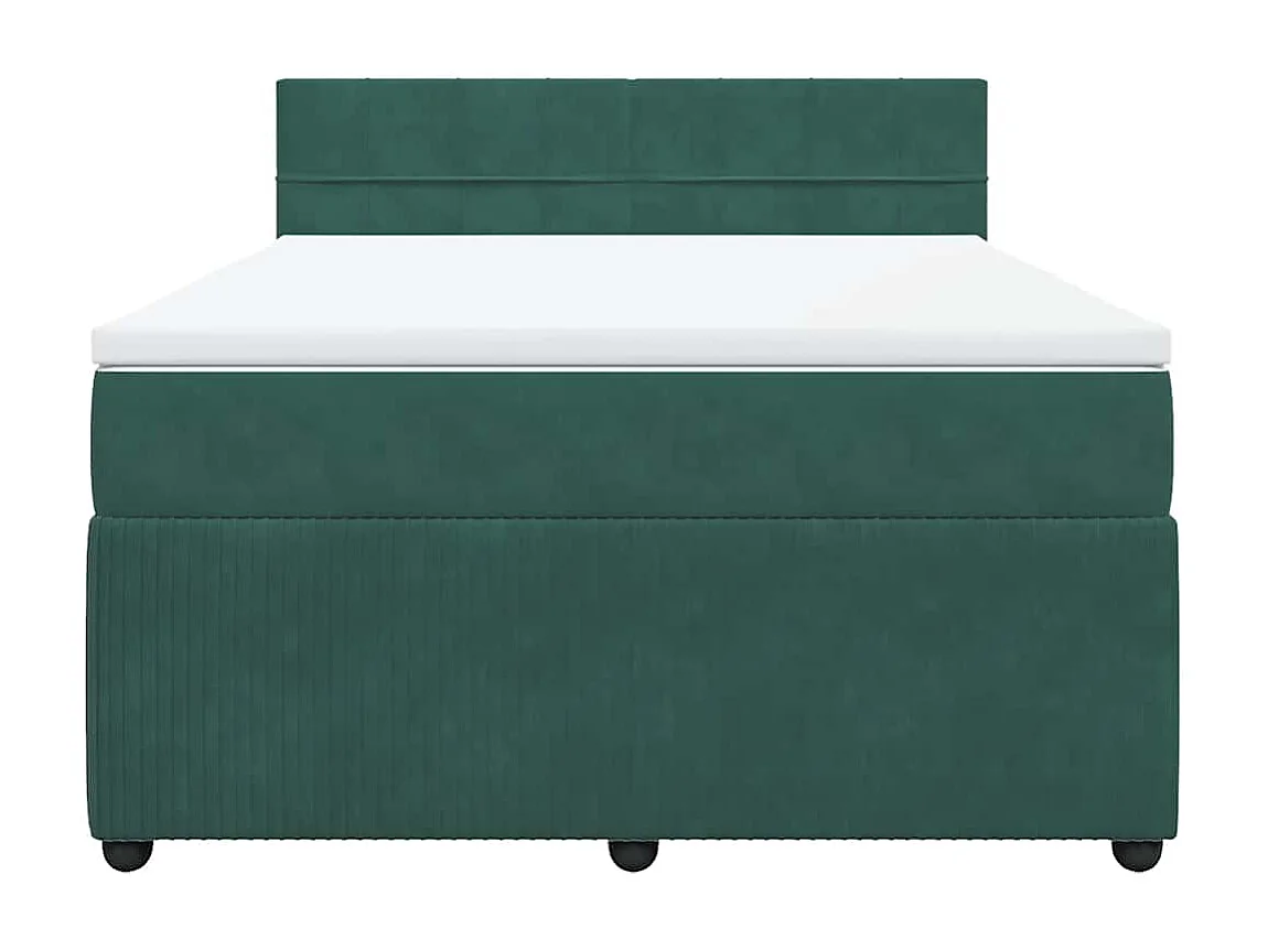 Sommier à lattes de lit et matelas Vert foncé 160x200cm Velours
