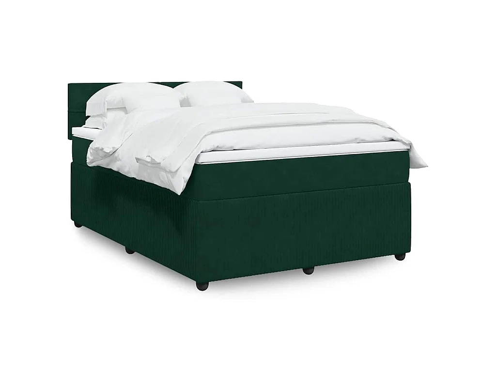 Giroletto a Molle con Materasso Verde Scuro 160x200 cm Velluto