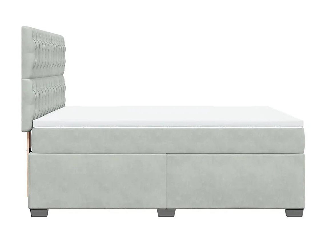 Sommier à lattes de lit et matelas Gris clair 160x200cm Velours