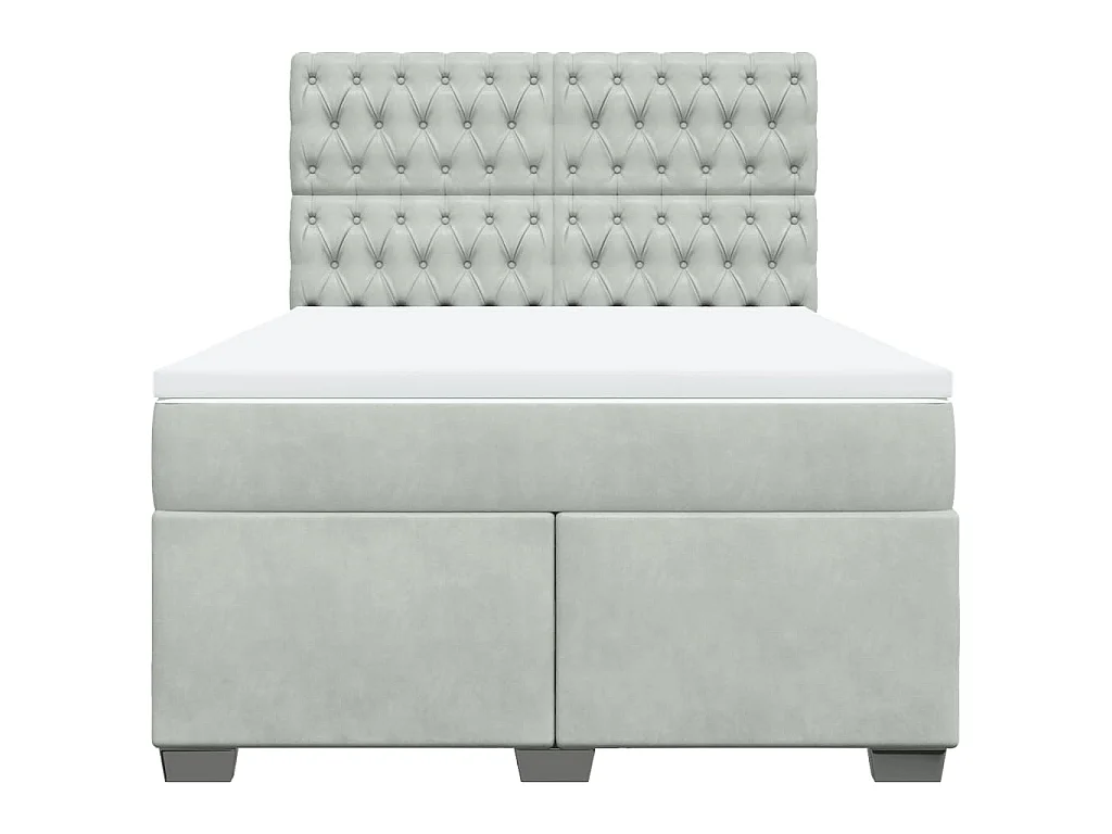 Boxspringbett mit Matratze Hellgrau 160x200 cm Samt