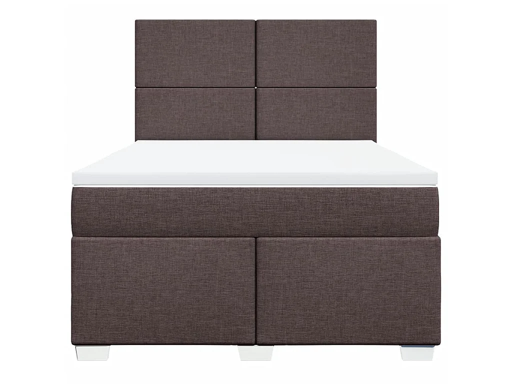 Cama box spring con colchón tela marrón oscuro 140x200 cm