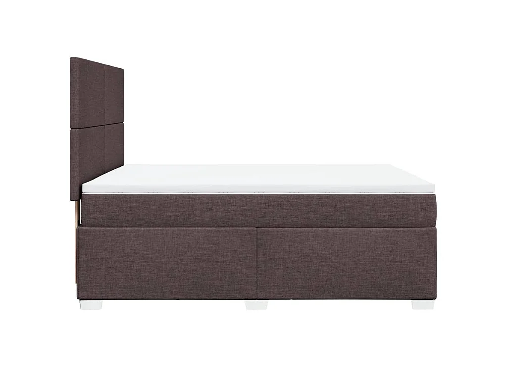 Cama box spring con colchón tela marrón oscuro 140x200 cm