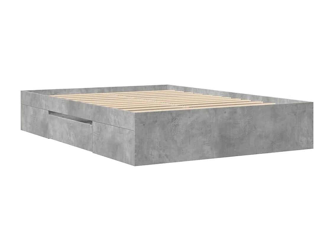 Cadre de lit sans matelas gris béton 135x190 cm bois ingénierie
