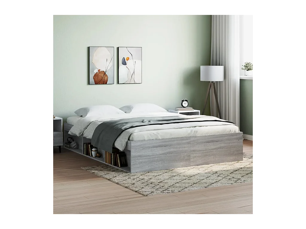 Cadre de lit sans matelas sonoma gris 140x200 cm