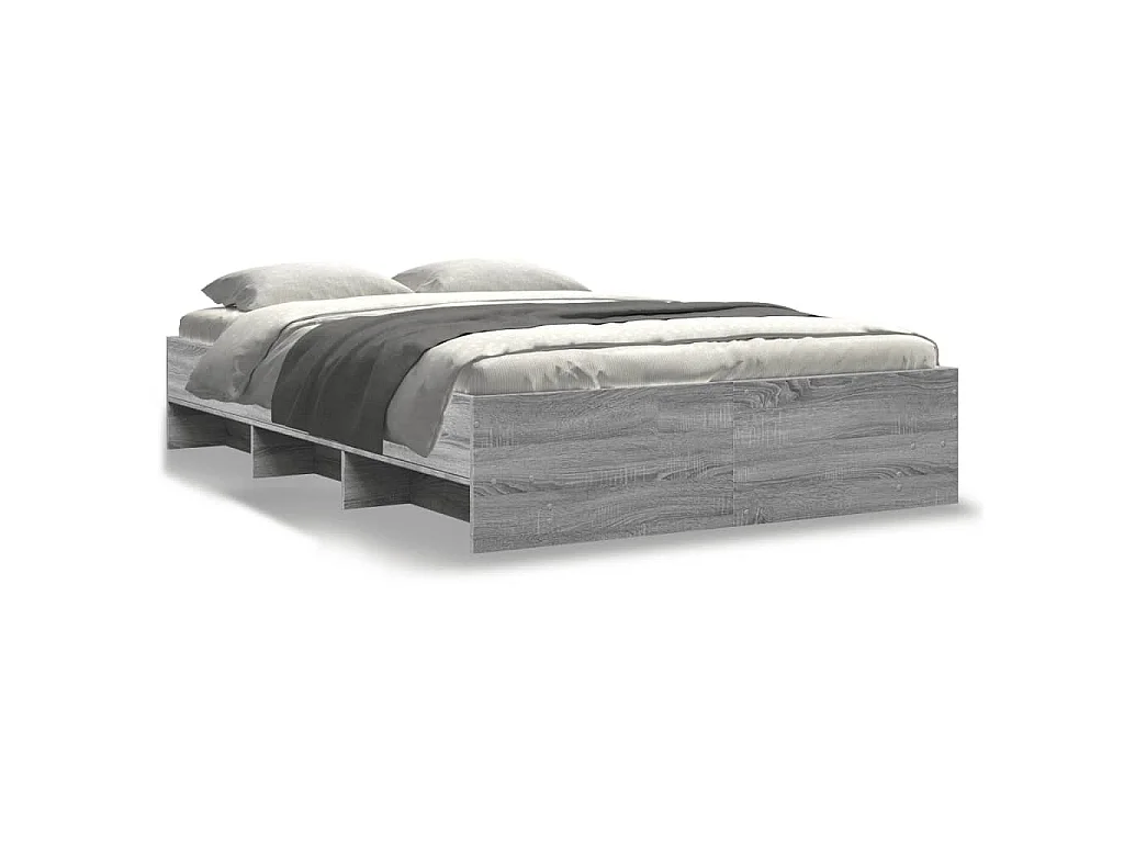 Bedframe bewerkt hout grijs sonoma eikenkleurig 135x190 cm