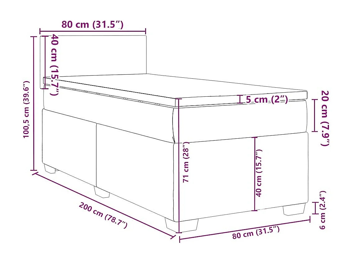 Sommier à lattes de lit avec matelas bleu 80x200 cm velours