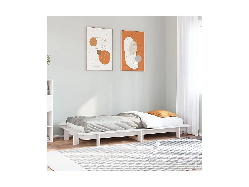 Massivholzbett ohne Matratze Weiß 90x190 cm Kiefernholz