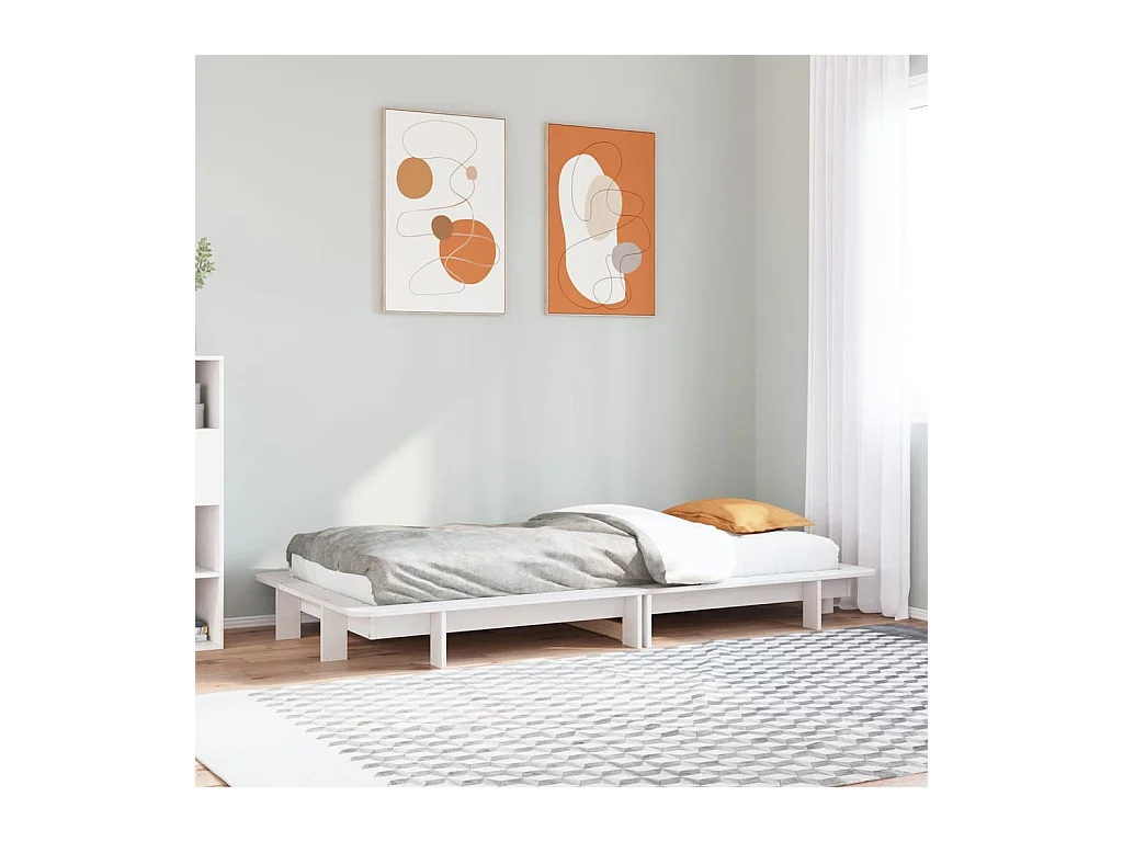 Cadre de lit sans matelas blanc 90x190 cm bois de pin massif