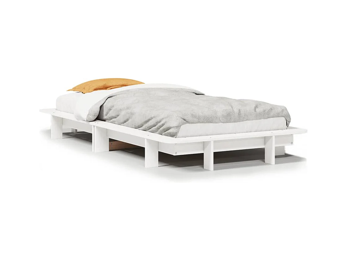 Bedframe zonder matras massief grenenhout wit 90x190 cm
