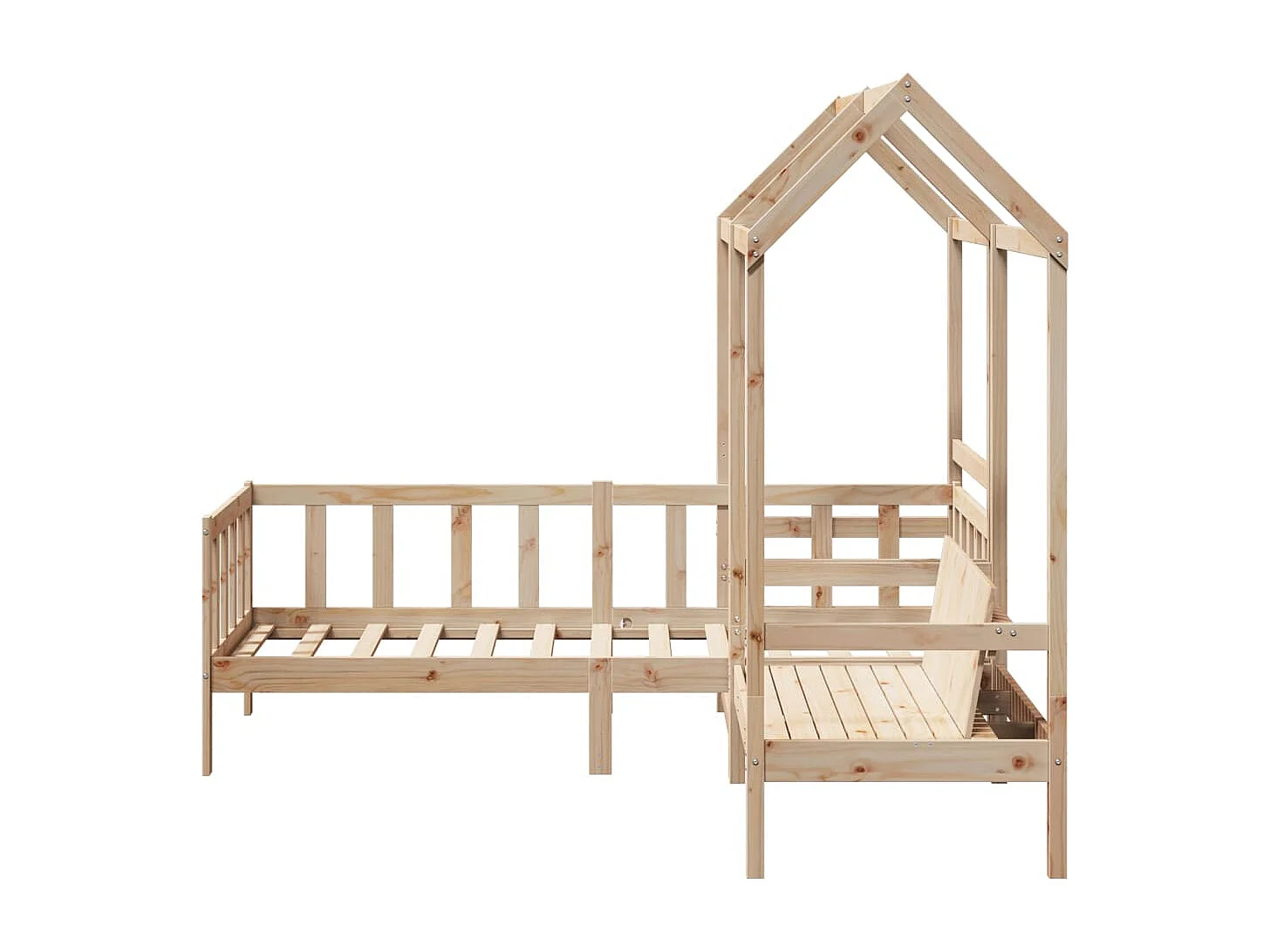 Ensemble de lit de jour et de banc avec toit sans matelas