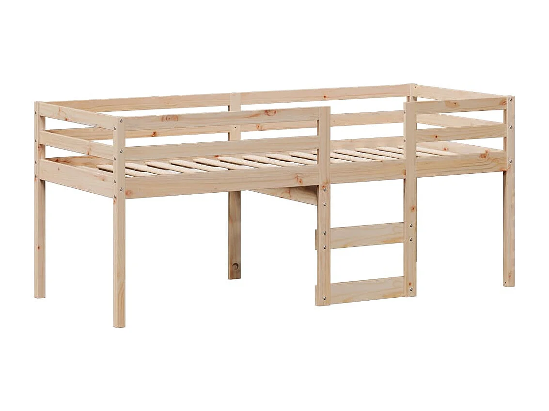 Hochbett mit Dach 75x190 cm Massivholz Kiefer