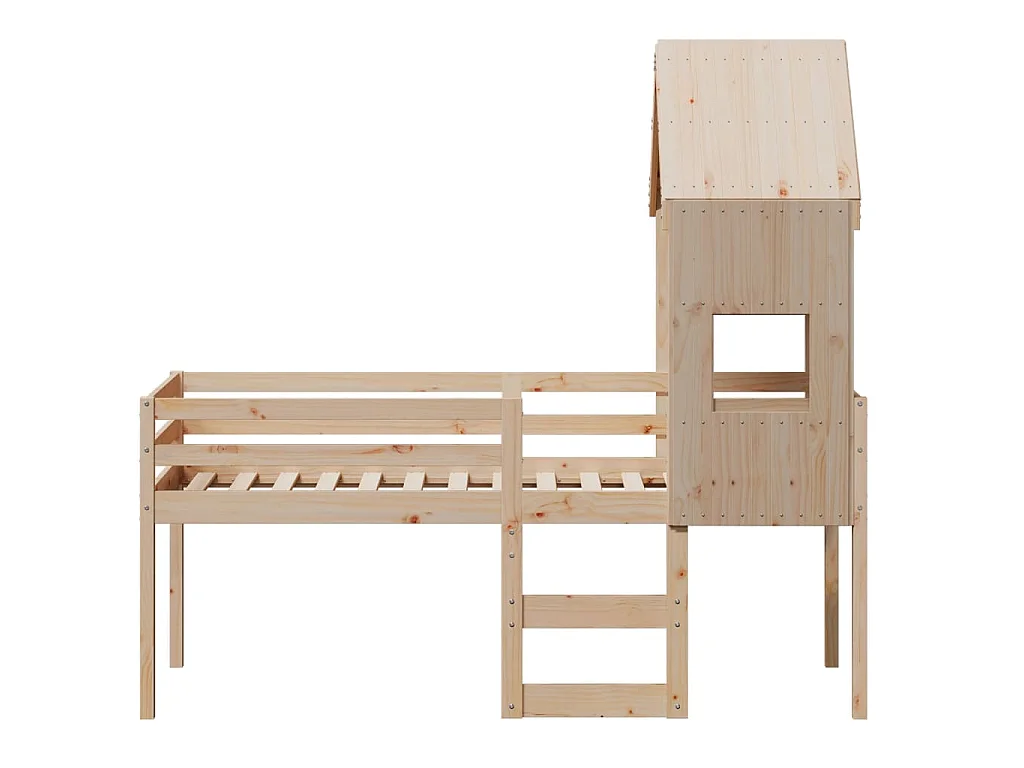 Lit haut sans matelas 75x190 cm bois de pin massif