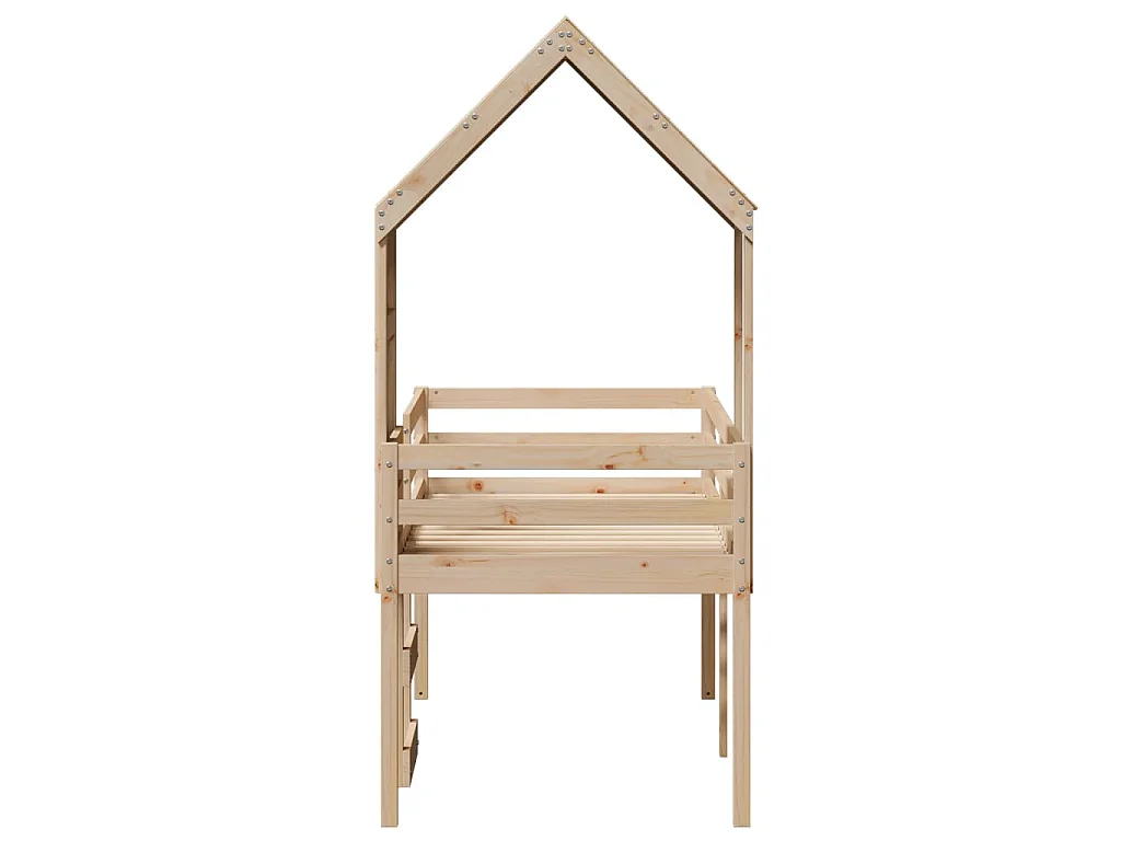 Lit haut sans matelas 75x190 cm bois de pin massif