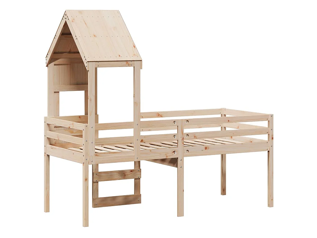 Lit haut sans matelas 75x190 cm bois de pin massif