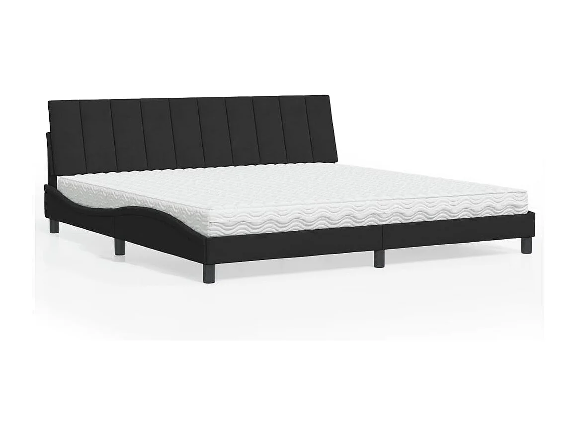 Lit avec matelas Hanko noir 200x200 cm velours