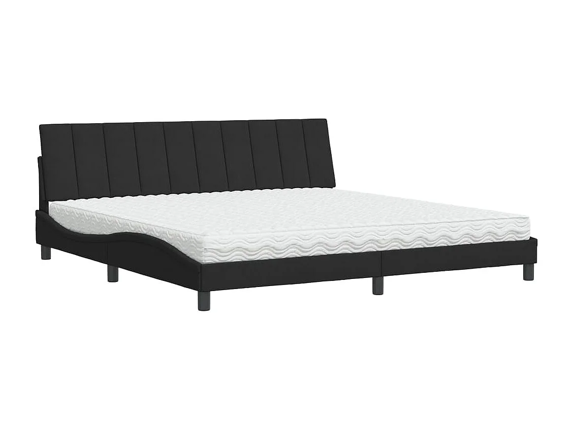 Lit avec matelas Hanko noir 200x200 cm velours