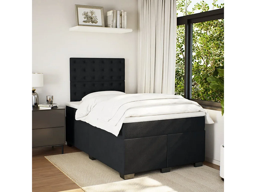 Boxspringbett mit Matratze Schwarz 120x200 cm Samt