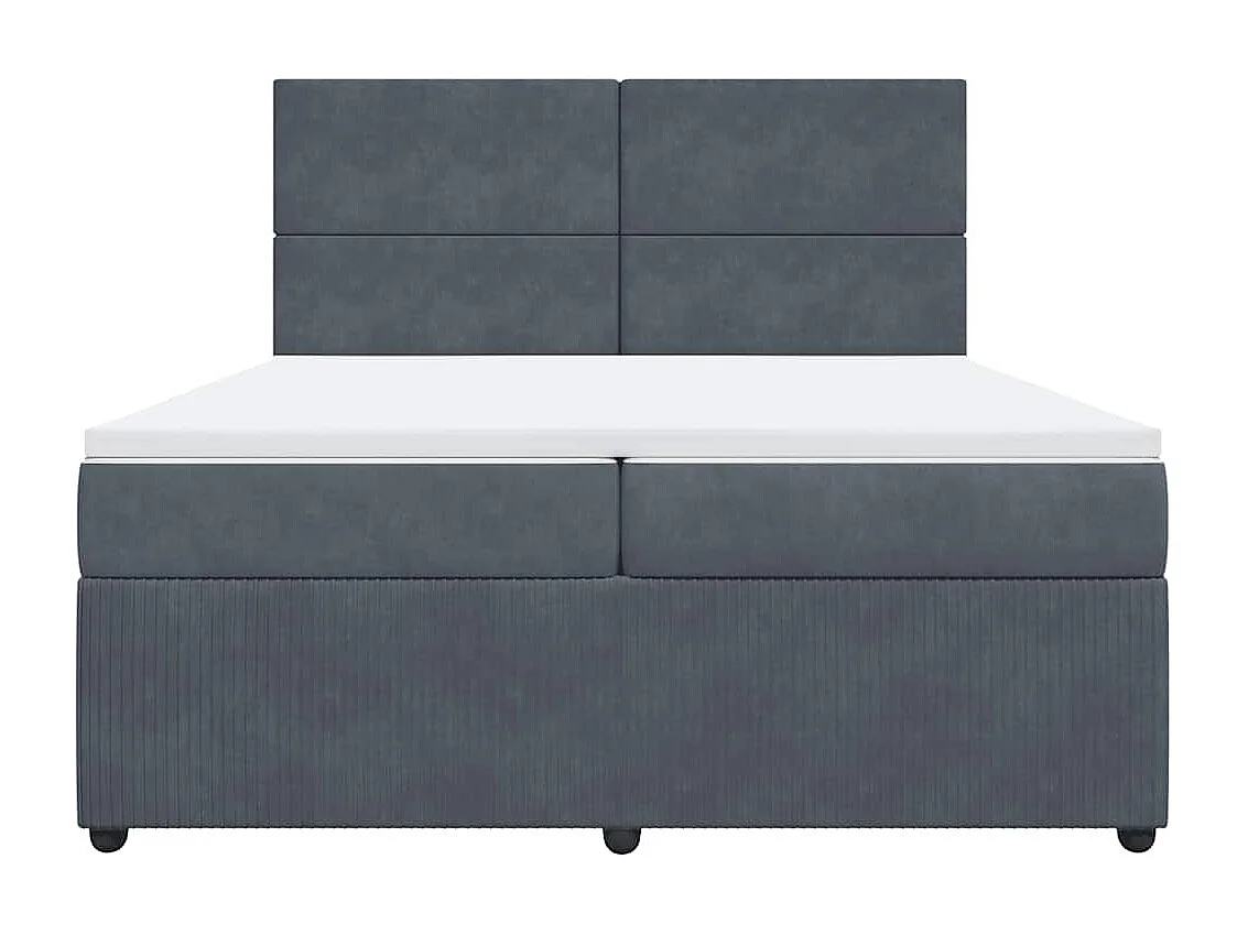 Boxspringbett mit Matratze Dunkelgrau 200x200 cm Samt