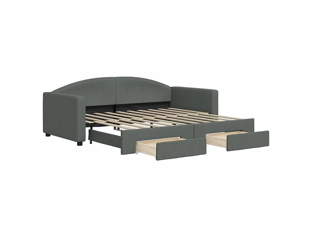Slaapbank onderschuifbed en lades 90x190 cm stof donkergrijs