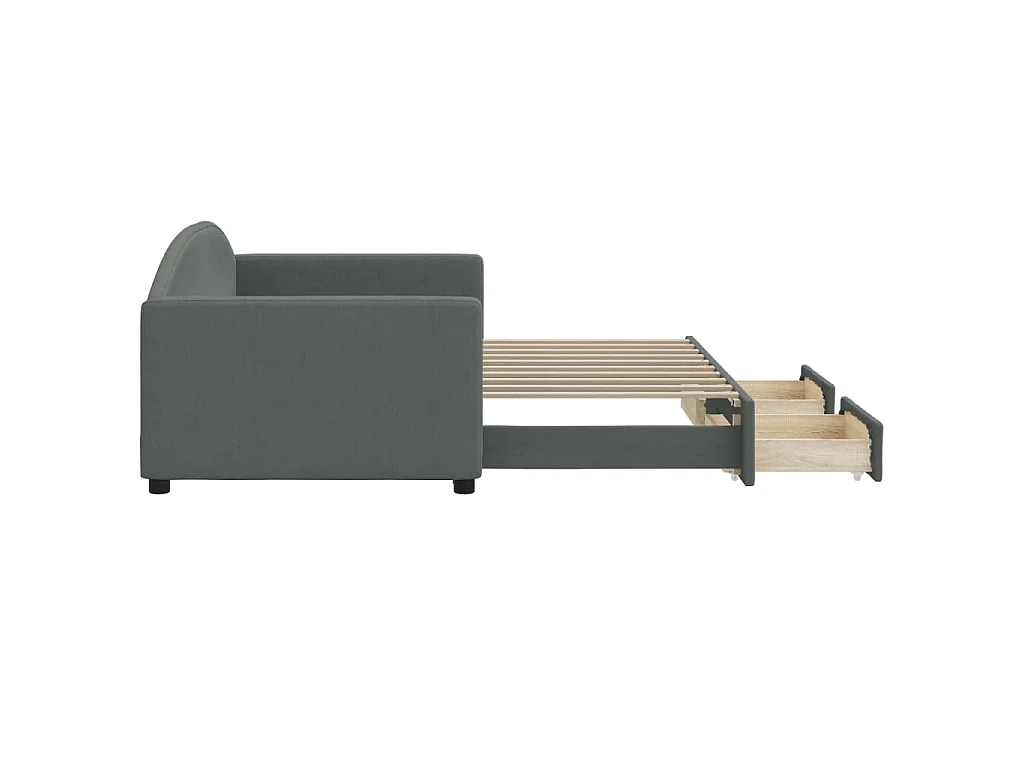 Slaapbank onderschuifbed en lades 90x190 cm stof donkergrijs