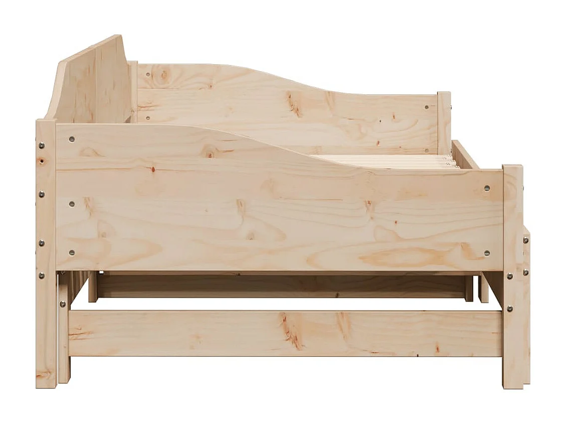 Slaapbank met onderschuifbed 90x190 cm massief grenenhout
