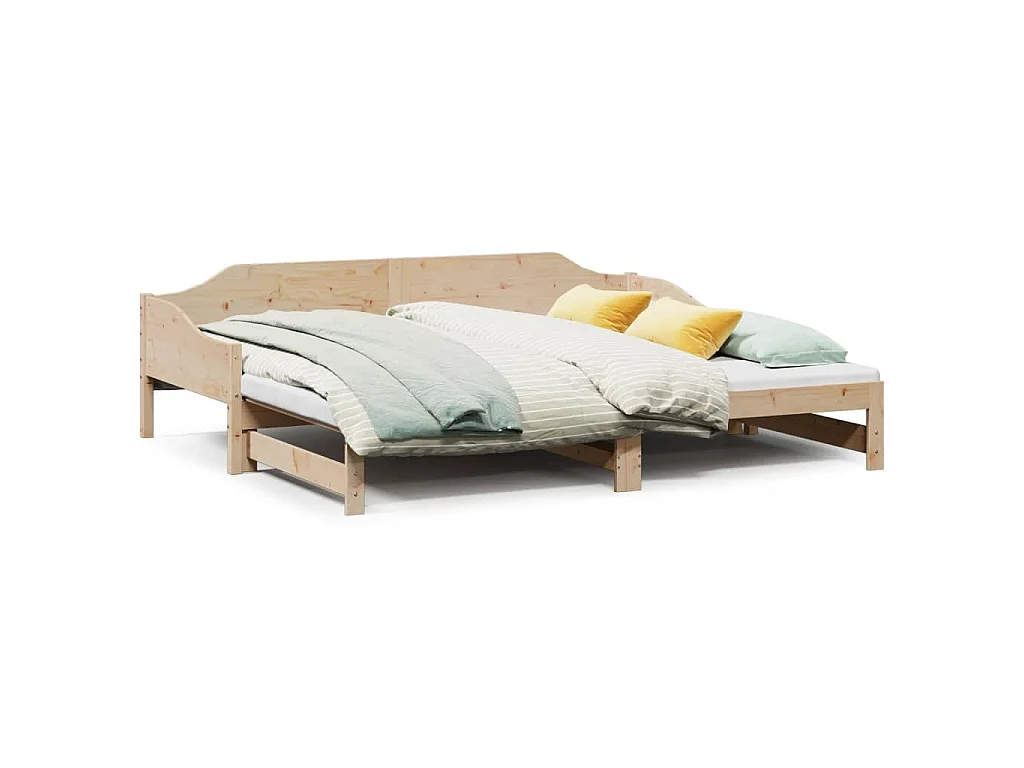Lit de jour et lit gigogne sans matelas 90x190 cm bois massif
