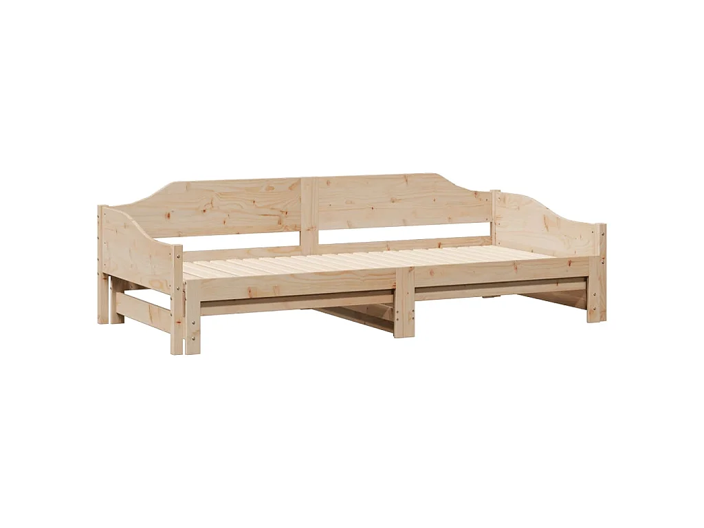 Lit de jour et lit gigogne sans matelas 90x190 cm bois massif