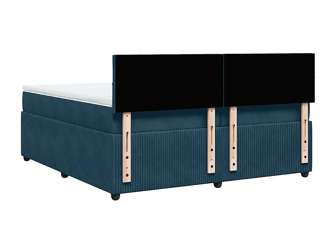 Boxspring met matras fluweel blauw 200x200 cm