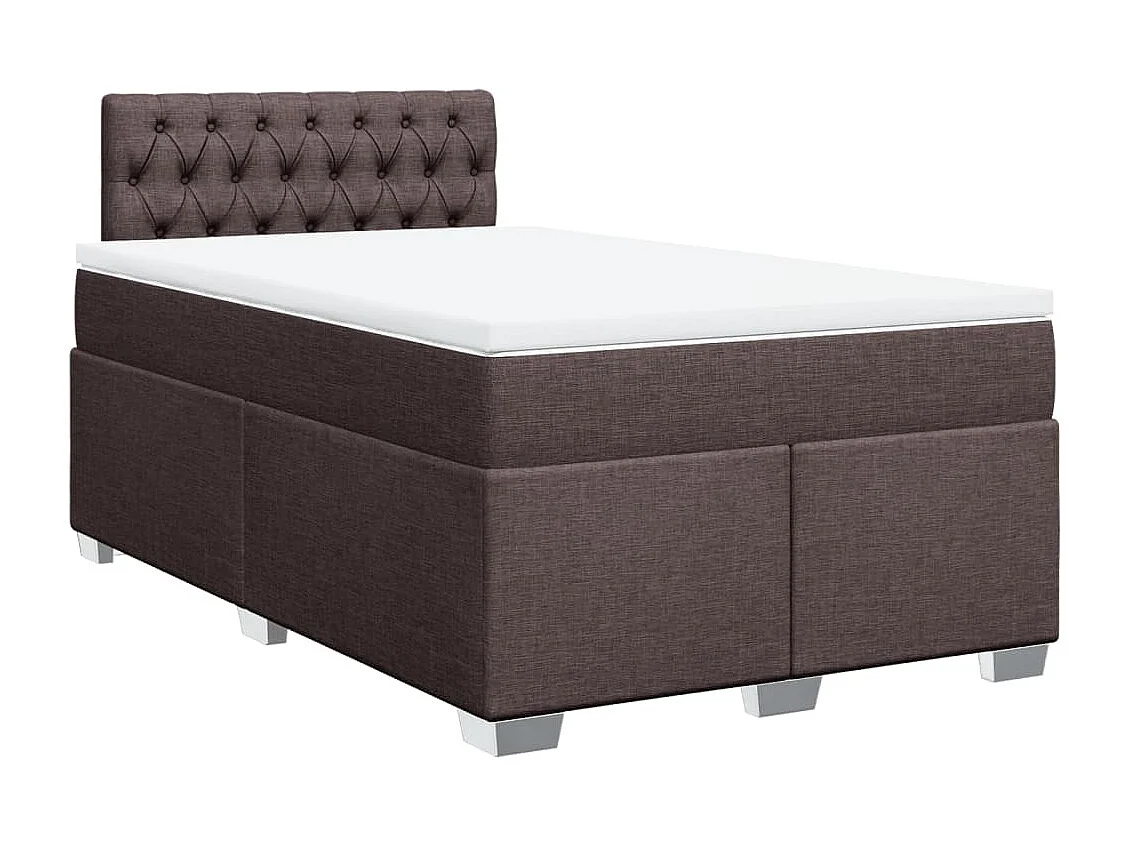 Cama box spring con colchón tela marrón oscuro 120x190 cm