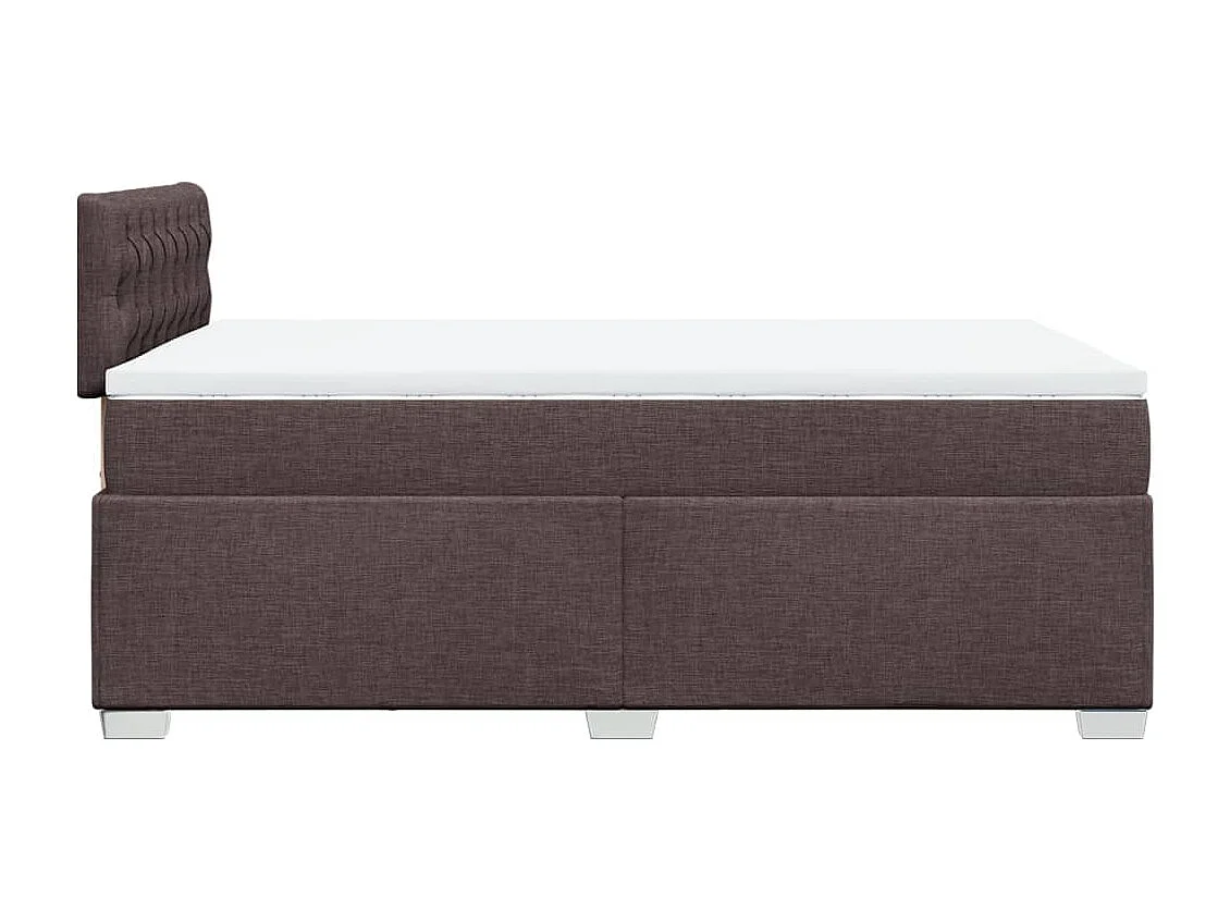 Cama box spring con colchón tela marrón oscuro 120x190 cm