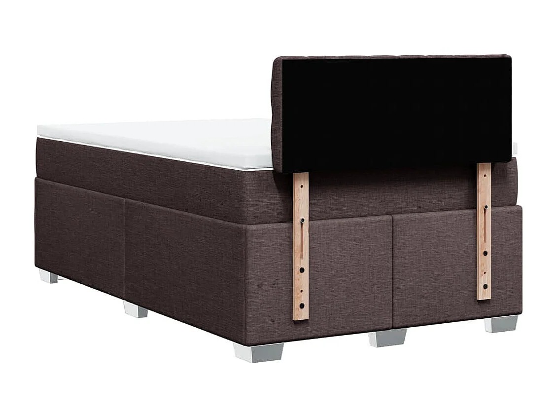Cama box spring con colchón tela marrón oscuro 120x190 cm