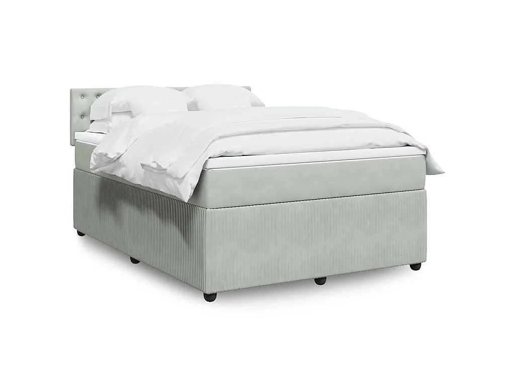 Sommier à lattes de lit et matelas Gris clair 160x200cm Velours