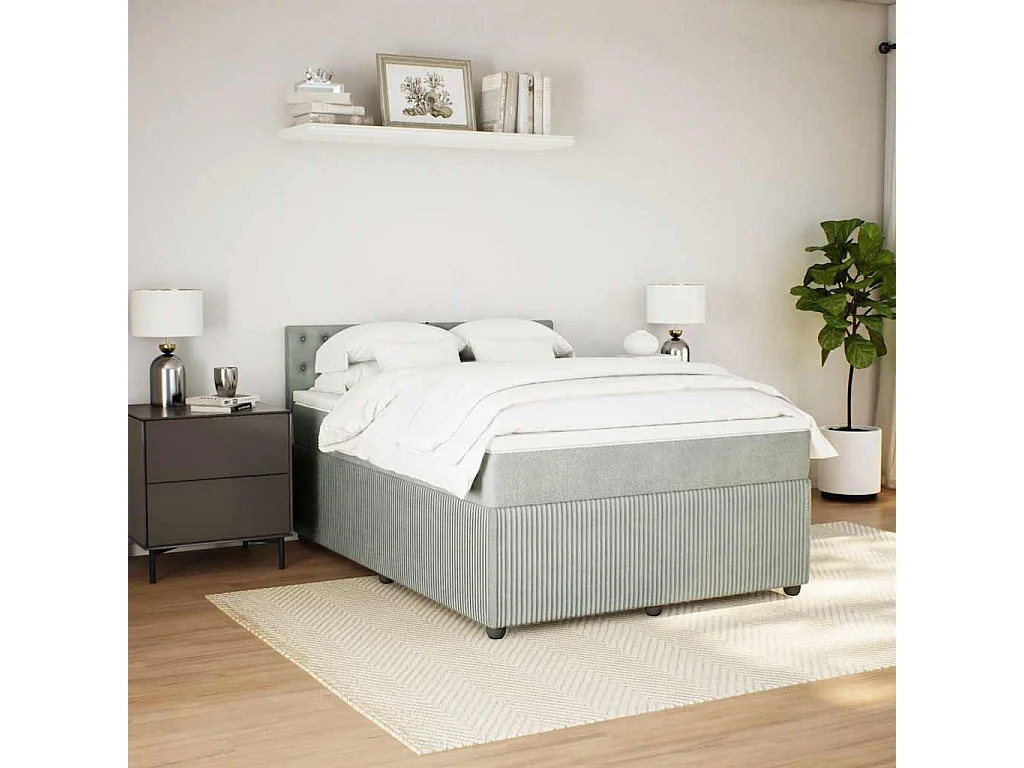 Sommier à lattes de lit et matelas Gris clair 160x200cm Velours