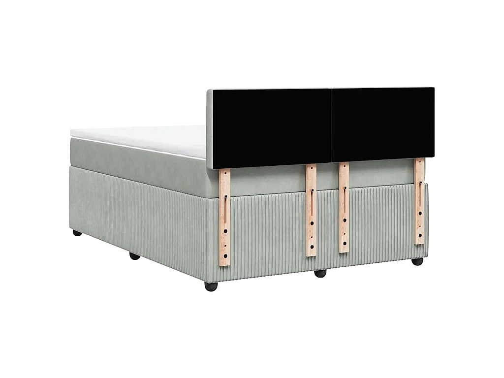 Sommier à lattes de lit et matelas Gris clair 160x200cm Velours