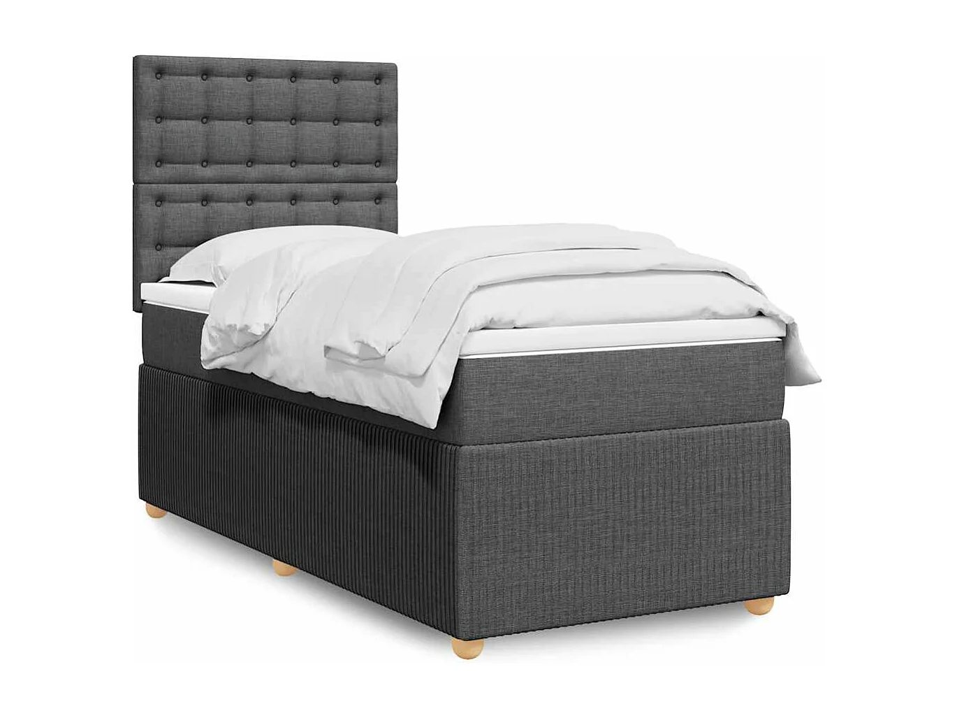 Giroletto a Molle con Materasso Grigio Scuro 90x190 cm Tessuto