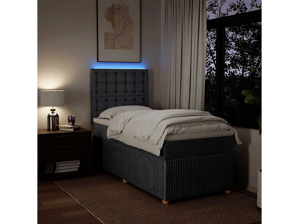 Giroletto a Molle con Materasso Grigio Scuro 90x190 cm Tessuto