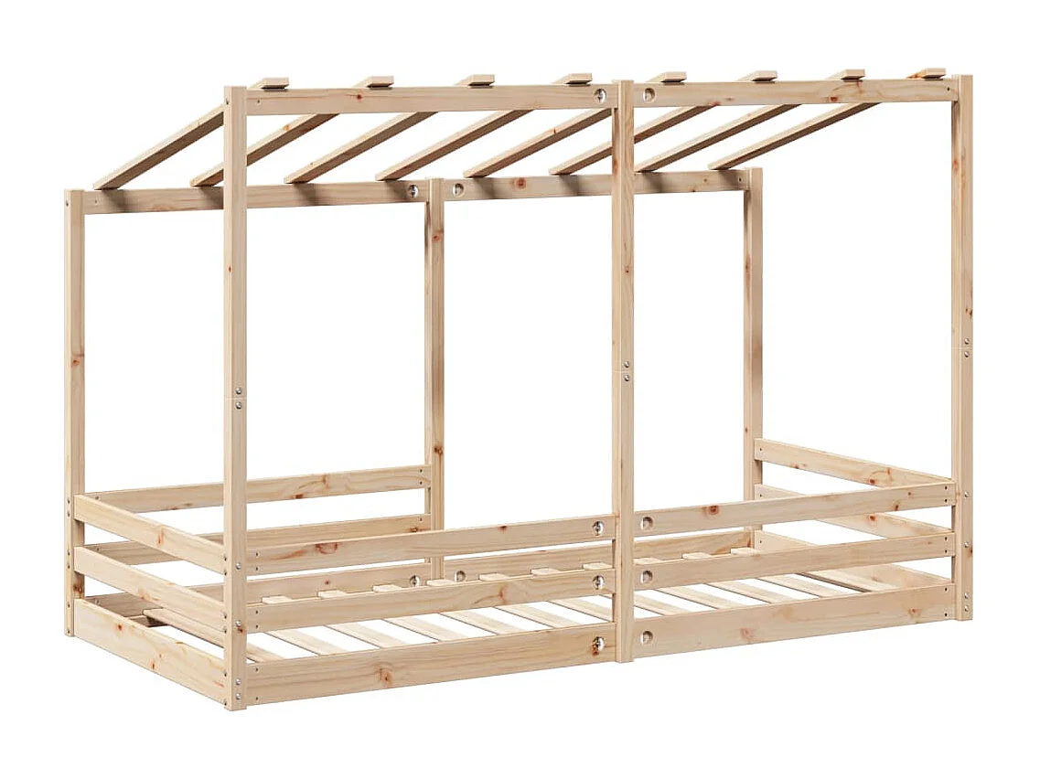 Cama infantil com telhado 90x200 cm madeira de pinho maciça