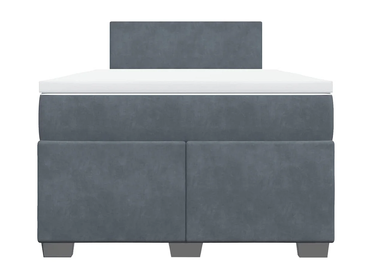 Cama box spring con colchón terciopelo gris oscuro 120x200 cm