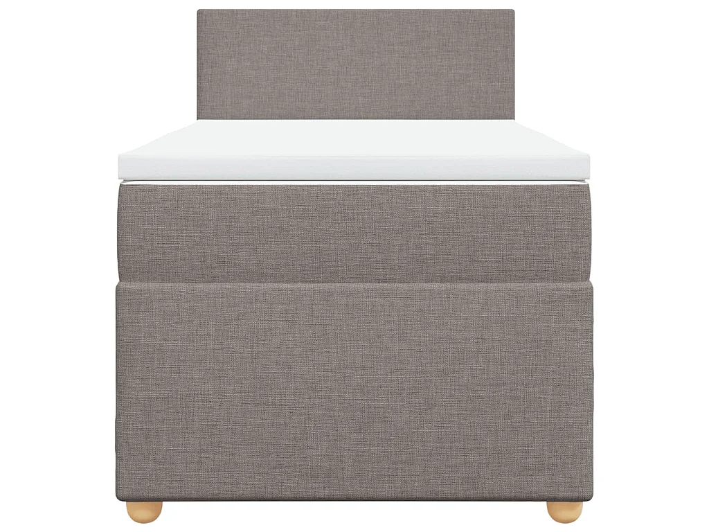 Cama box spring con colchón tela gris taupe 90x200 cm