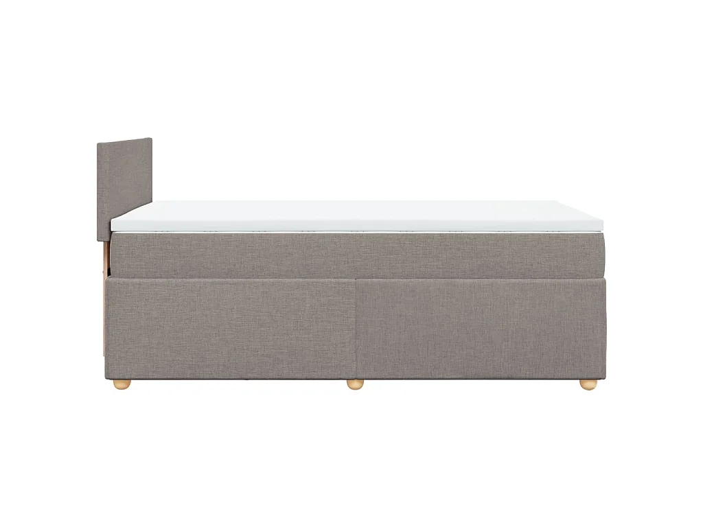 Cama box spring con colchón tela gris taupe 90x200 cm