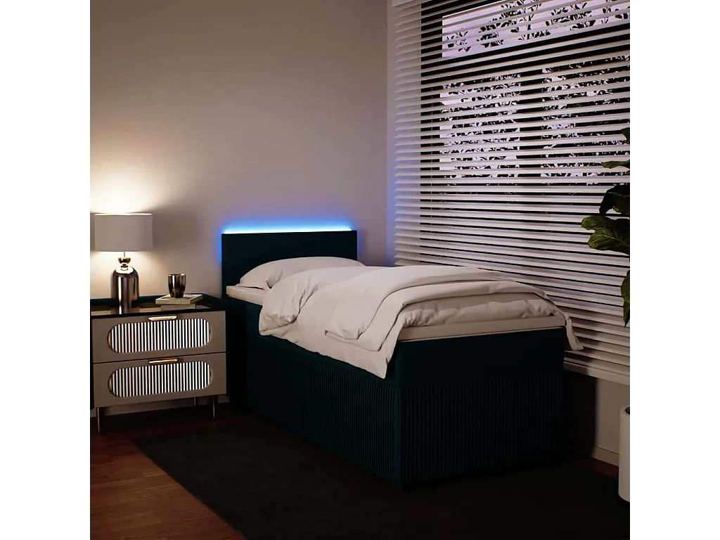 Cama boxspring com colchão 80x200 cm veludo azul