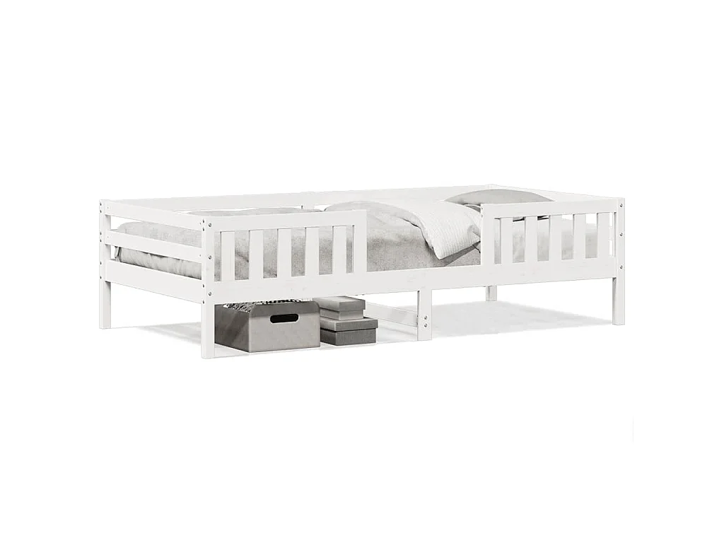 Estructura de cama sin colchón madera de pino blanca 90x200 cm