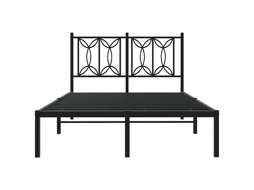 Bedframe met hoofdbord metaal zwart 120x190 cm