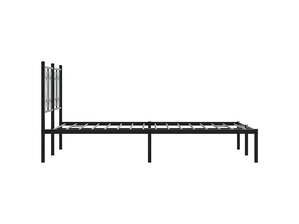 Bedframe met hoofdbord metaal zwart 120x190 cm